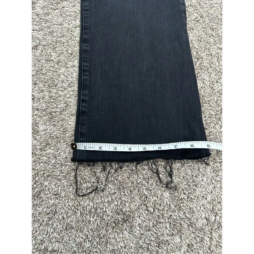 Betabrand Premium Yoga Denim Pull On Flare Bootcut Black Wash Jean Frayed Hem XL